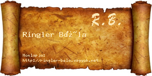Ringler Béla névjegykártya